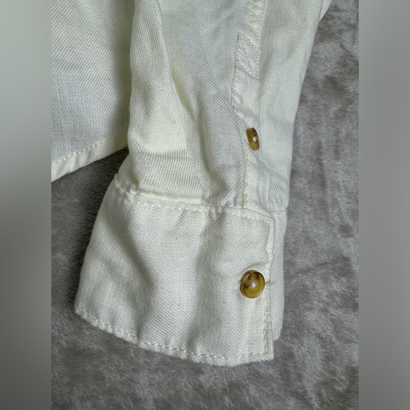 Anthropologie Pilcro Size XL Tie-Back Shrunken Shirt Ivory - Picture 8 of 14